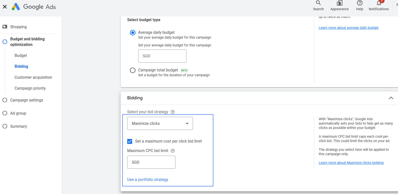 Maximise clicks bid strategy with a bid cap