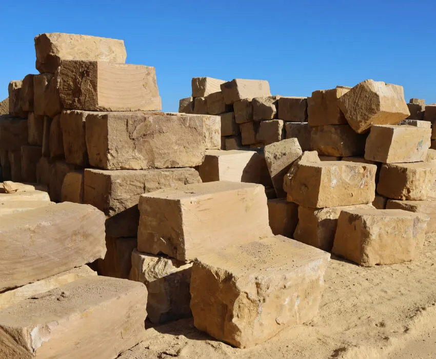 B premium sandstone boulder block ready for retaining wall delivery straight from the quarry.