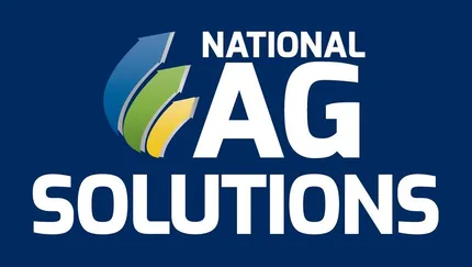 Logo of National AG Solutions with stylized green and blue leaf shapes.