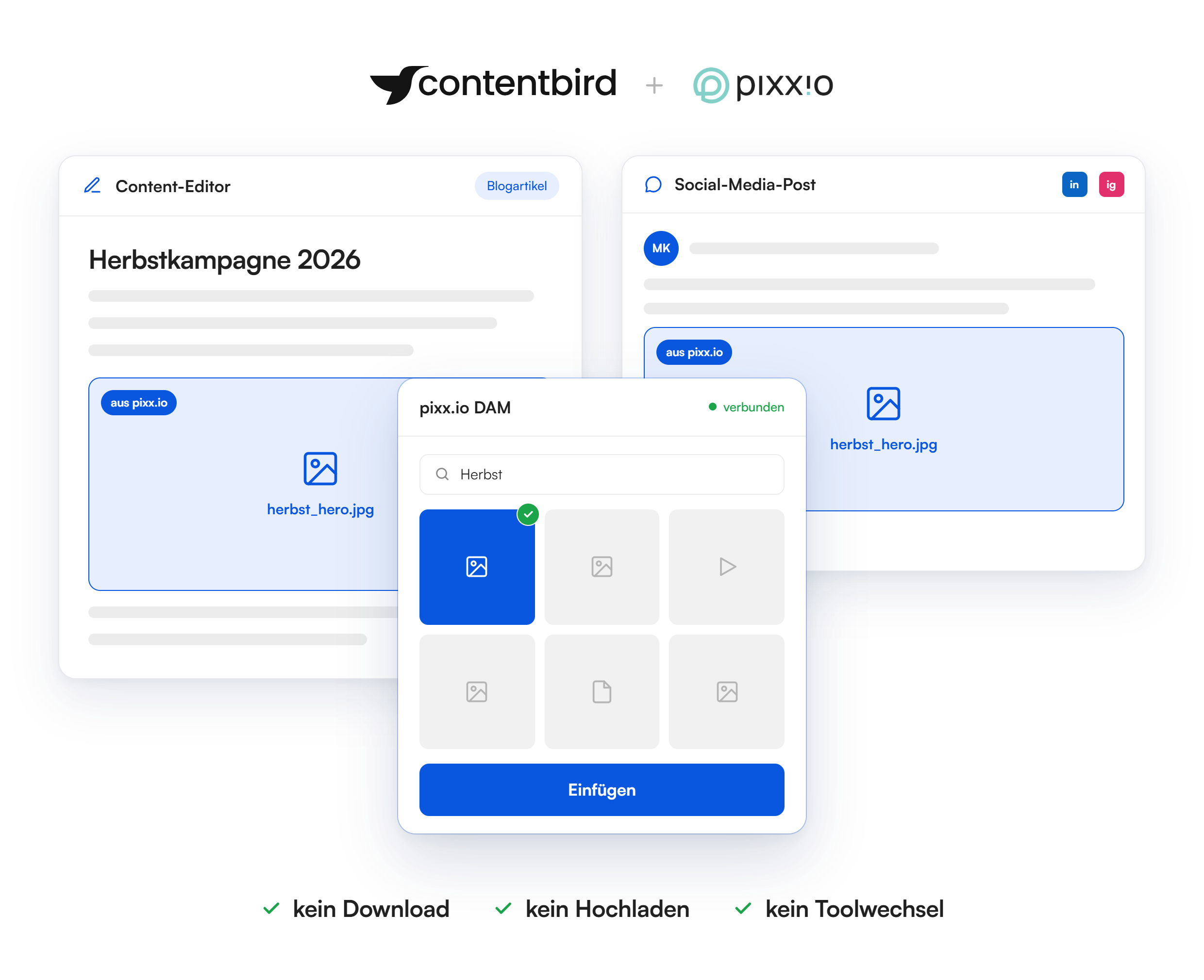 pixx.io Integration in contentbird