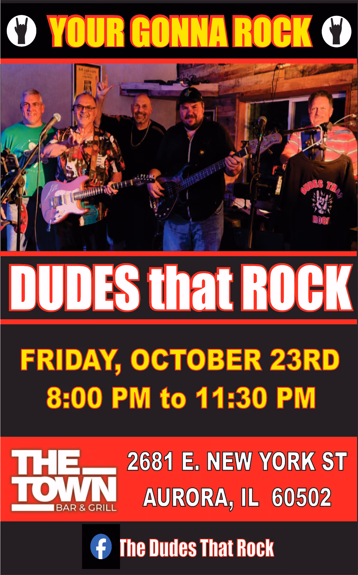 Happy Hour 50% off All Drinks and Live Music by Dudes That ROCK!