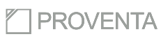 Proventa Firmenlogo mit einem quadratischen Symbol links neben dem Schriftzug.