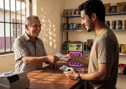 two men using Zar in a shop