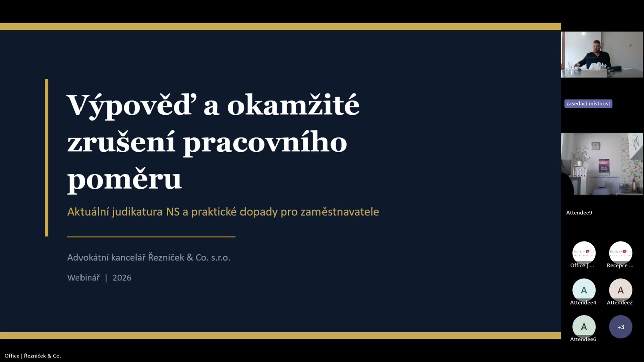 Webinář Řezníček & Co. — Ukončení pracovního poměru: co říkají soudy