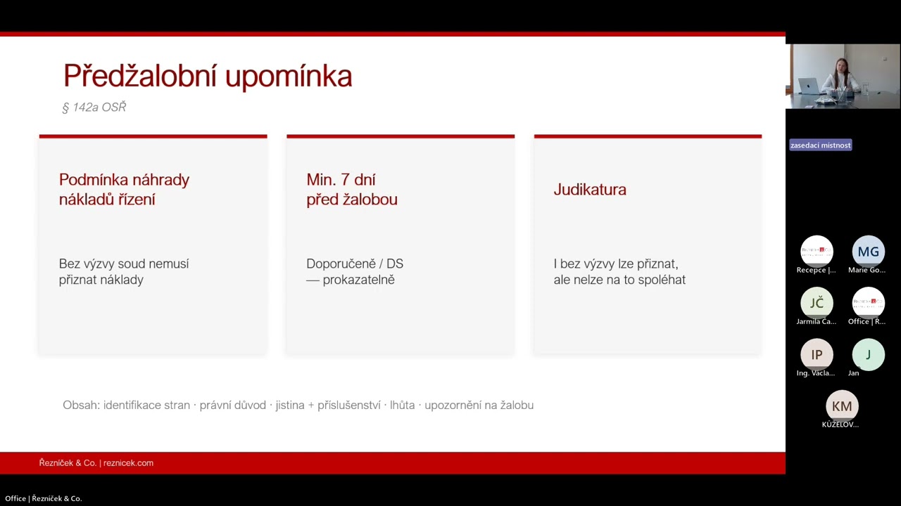 Webinář Řezníček & Co. — Efektivní vymáhání pohledávek