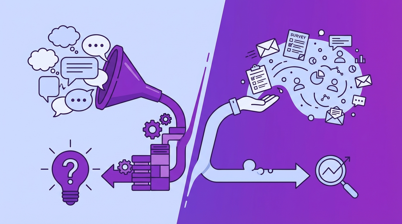 Two Different Approaches To CX Insights concept illustration - Revelir AI