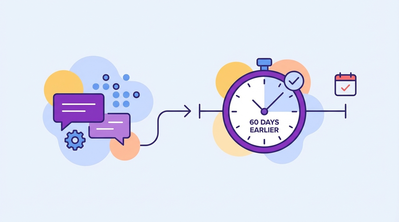 Reframing How To Predict Churn 60 Days Earlier concept illustration - Revelir AI