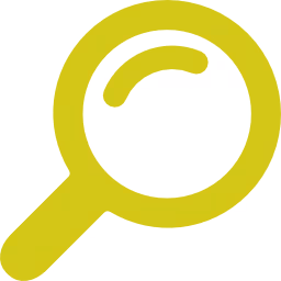 Icône d'une loupe jaune vif.