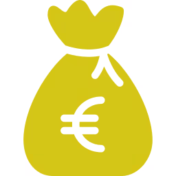 Sac d'argent vert avec symbole euro blanc.