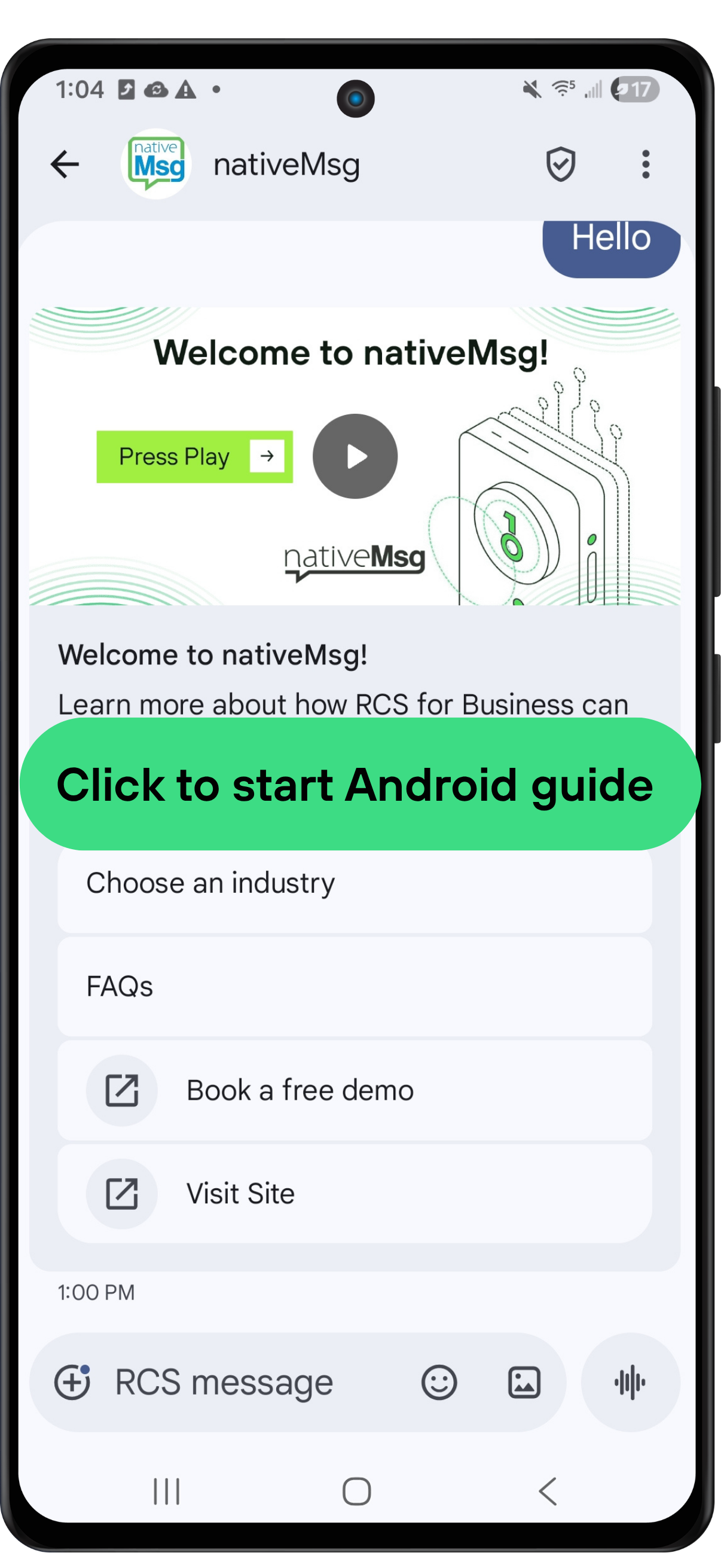 Take an interactive tour of nativeMsg RCS on Android