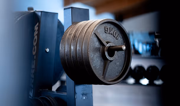 Collection of images showing modern cardio machines, strength training area, and stylish gym interior.