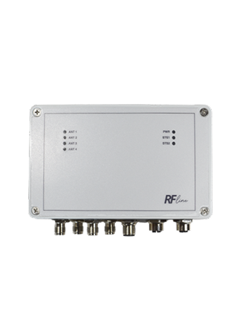 Elektronisches Gerät mit mehreren Antennenanzeigen und Anschlussbuchsen zur Signalverarbeitung.