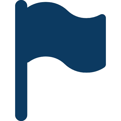 Ein einfaches blaues Flaggen-Symbol mit wehender rechteckiger Form.