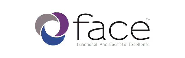 Logo with three interlocking circles in purple, grey, and blue next to the word 'face' and the tagline 'Functional and Cosmetic Excellence'.