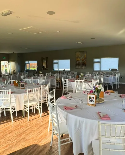 Wedding reception marquee with elegant draping at Sunset Lakes