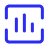 Blue icon depicting a database with three vertical bars in front.