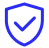 Blue shield icon with a checkmark inside representing protection or security.