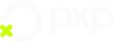 PXP company logo with stylized circular and cross elements.