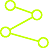 Icon of three connected dots forming a branching network in bright green.