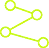 Icon of three connected dots forming a branching network in bright green.
