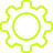 Yellow gear icon with eight teeth on a transparent background.