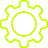 Yellow gear icon with eight teeth on a transparent background.