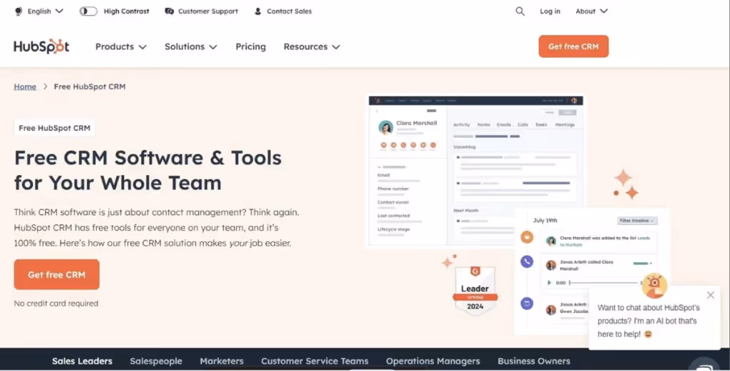 Hubspot Homepage