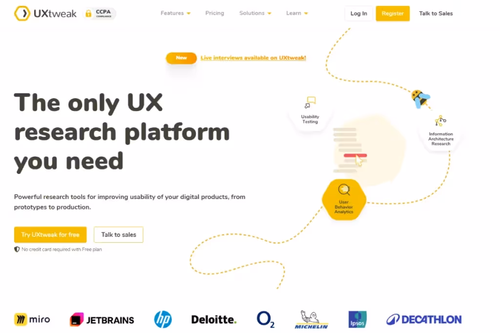 UXTweak Homepage