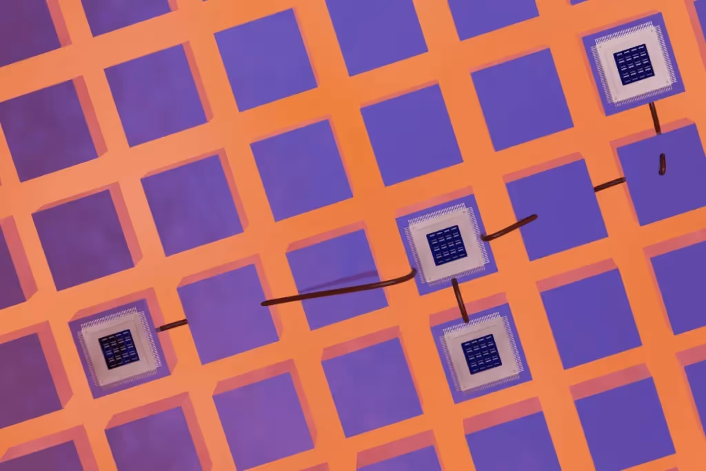 Conceptual image representing data flow and networked AI processing.