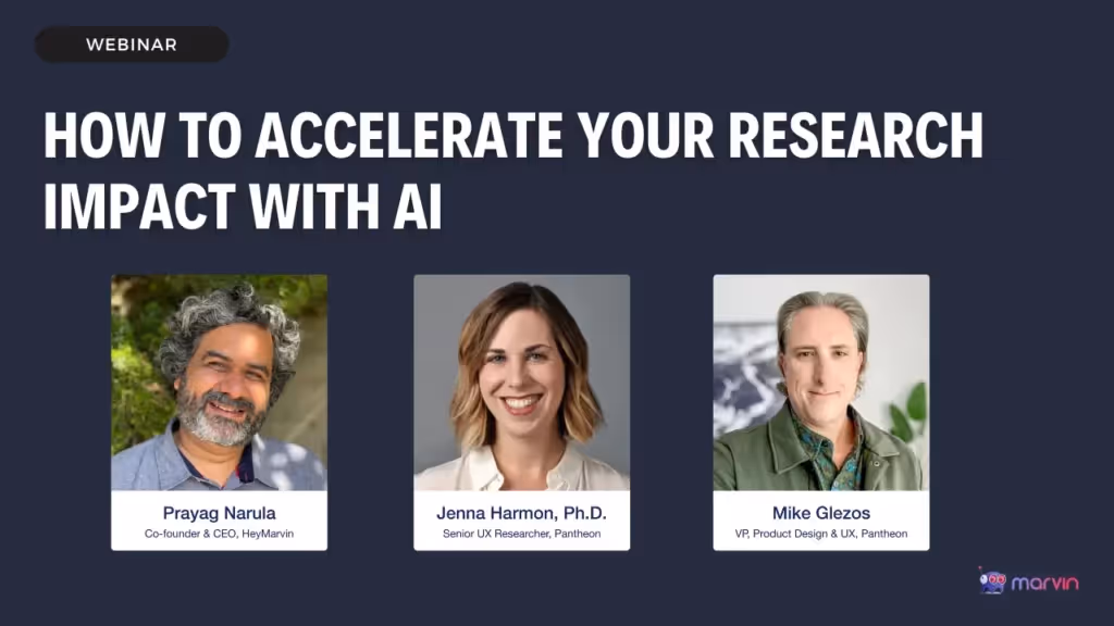 Promotional image for a webinar titled "How to Accelerate Your Research Impact with AI," featuring three speakers with their names and titles.