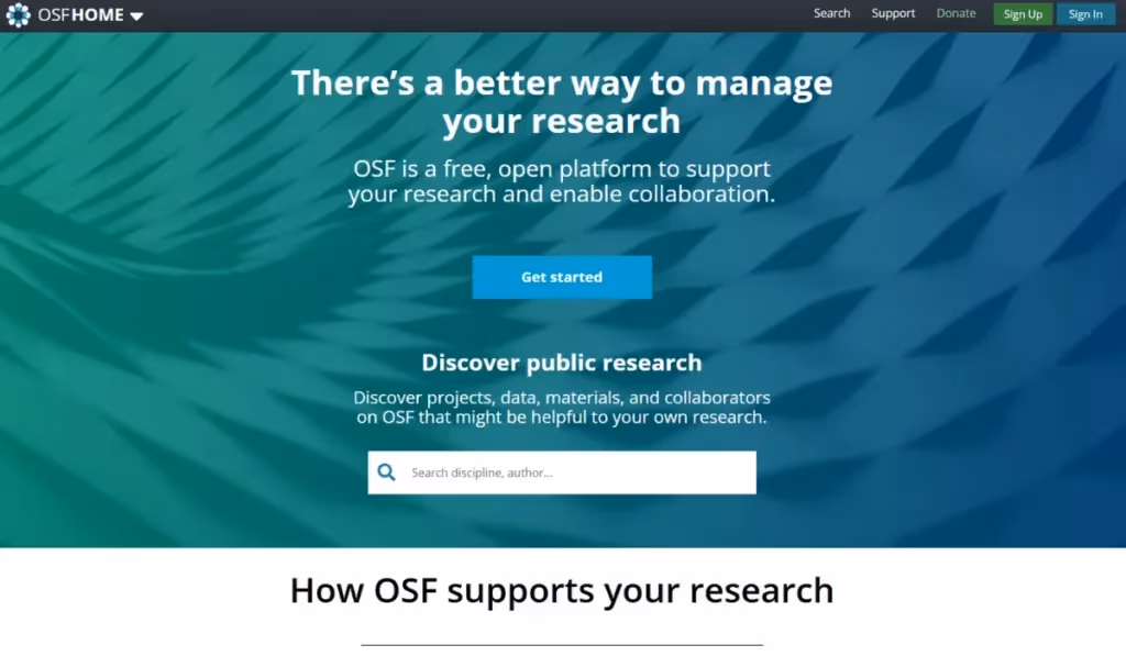 Open-Science-Framework-OSF Homepage