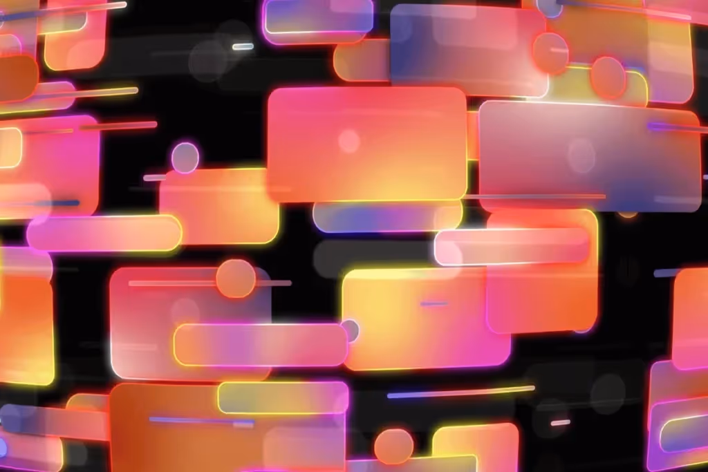 Abstract glowing neon rectangles in a futuristic digital display.