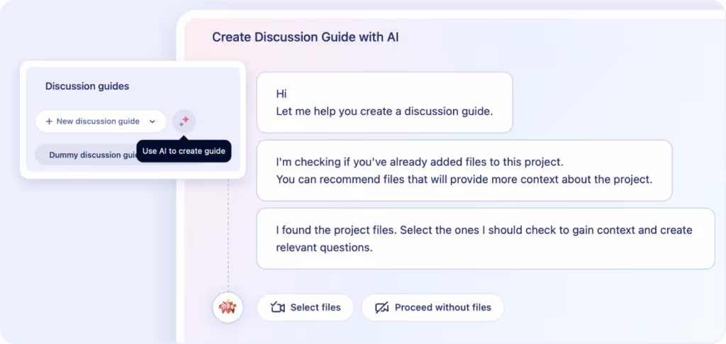 AI drafting the discussion guide for your interviews