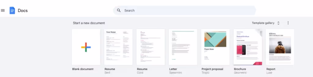 Google Docs Homepage