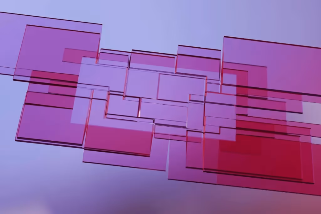 Overlapping translucent pink rectangles on purple background.