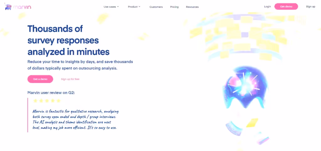 Marvin AI analyzes survey responses in minutes.
