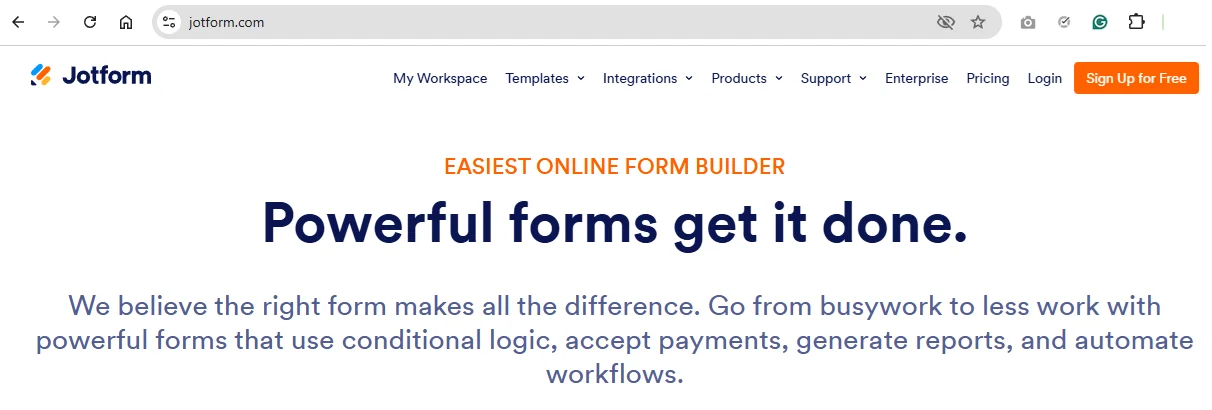 Jotform Homepage