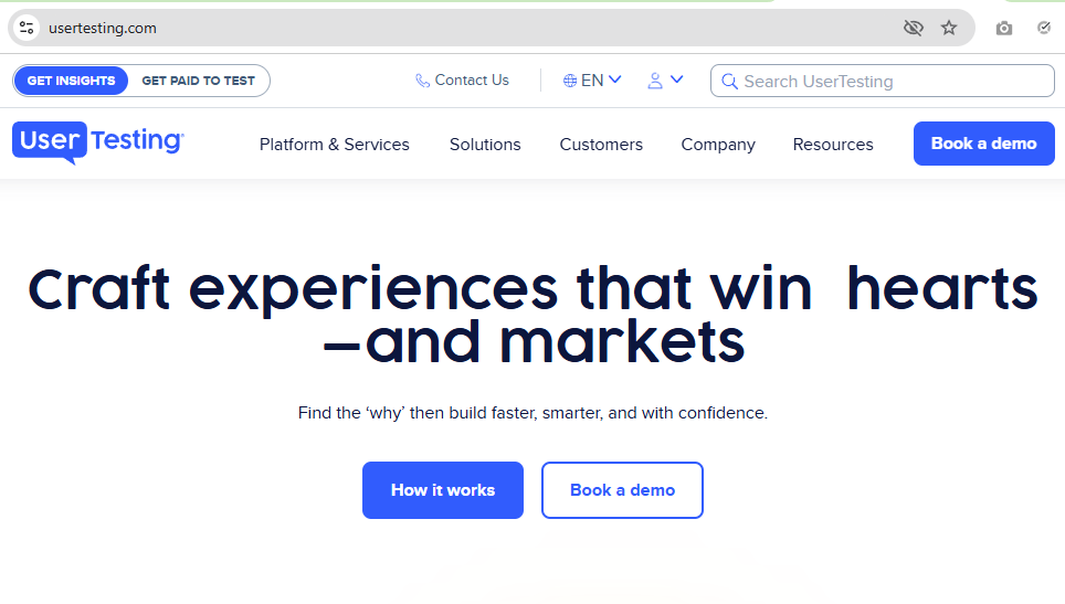 UserTesting Homepage