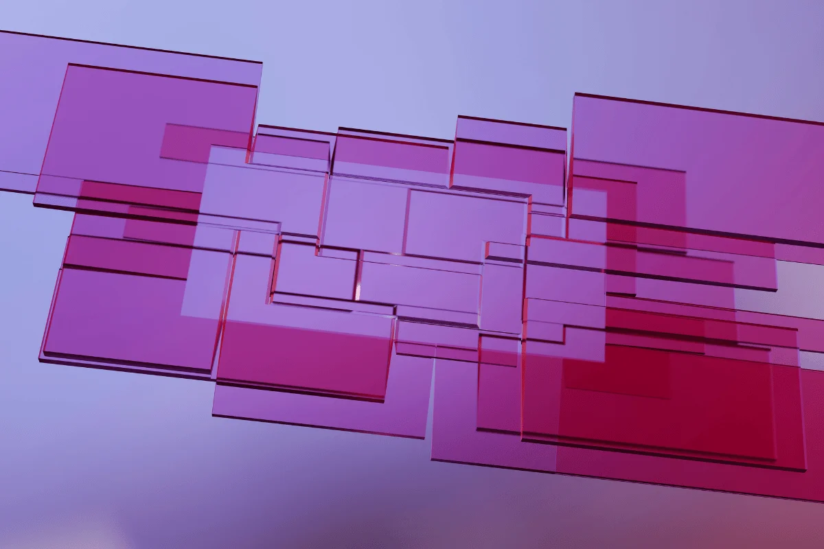 Transparent geometric shapes forming a modern pattern.