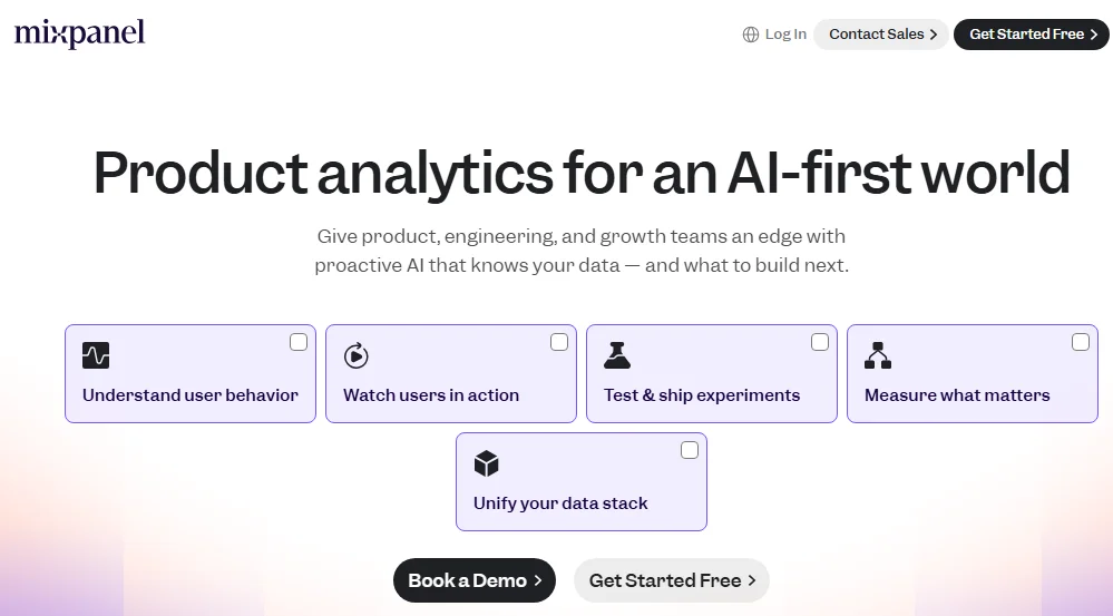 Mixpanel Homepage
