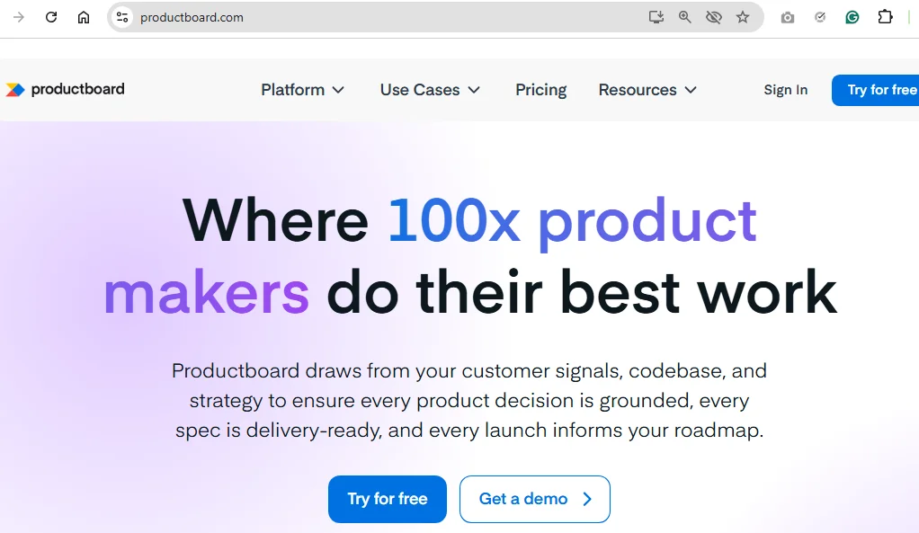 Productboard Homepage