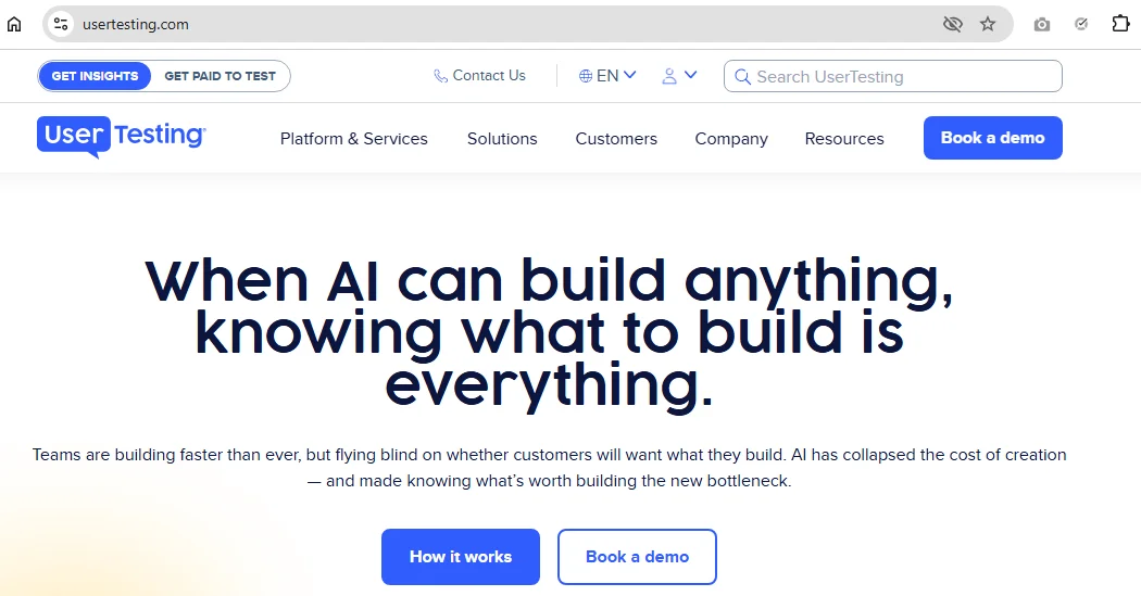 UserTesting Homepage