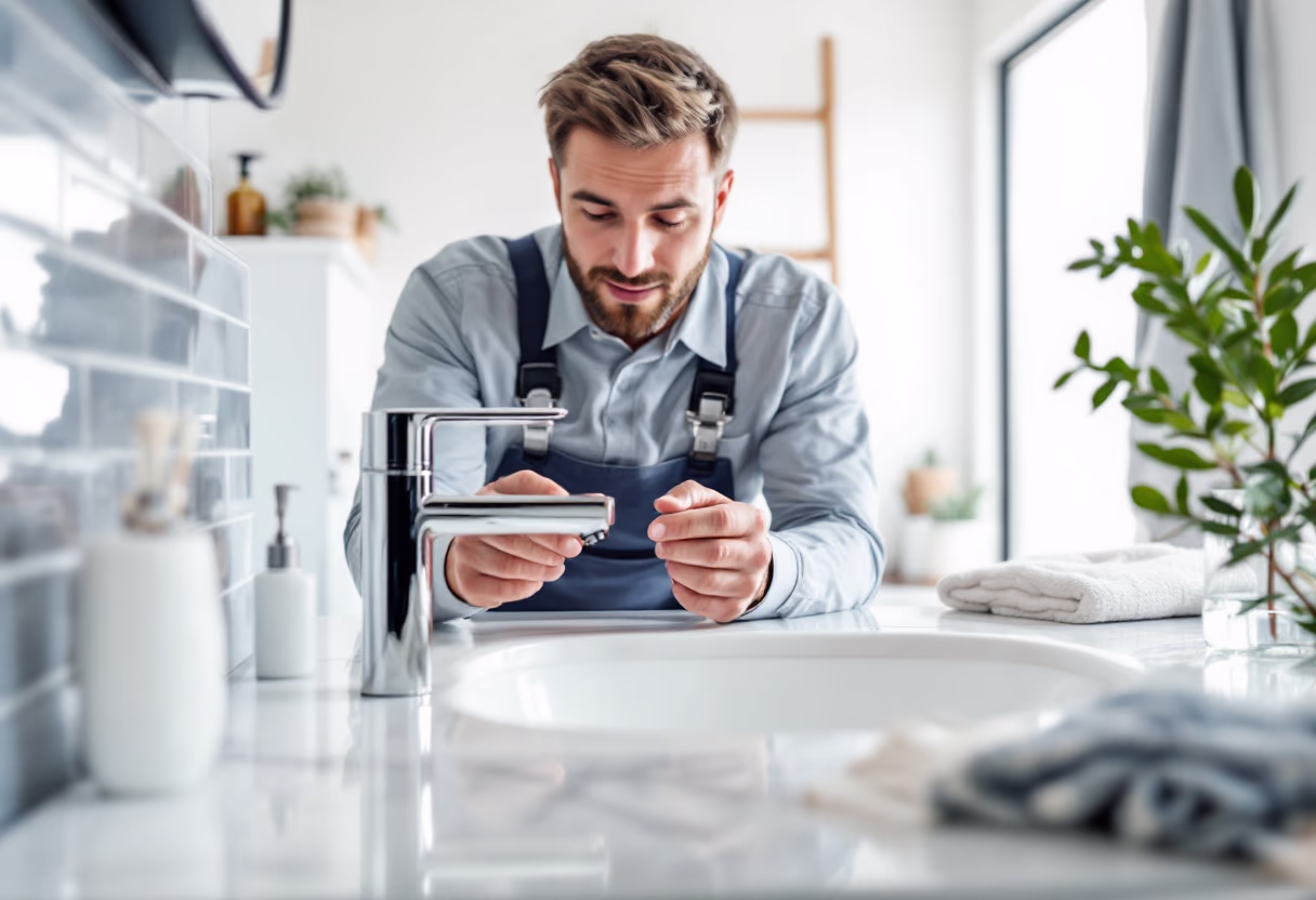 RS Rörservice arbetar med en kran 