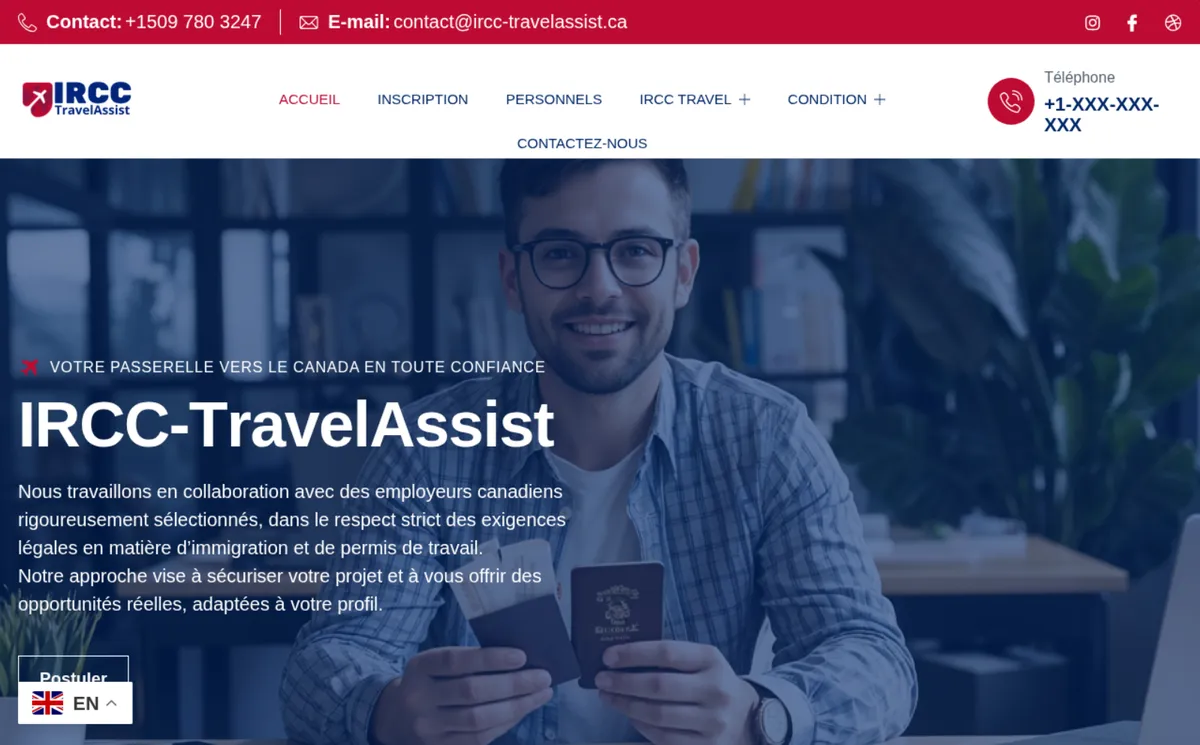 Screenshot of ircc-travelassist[.]ca
