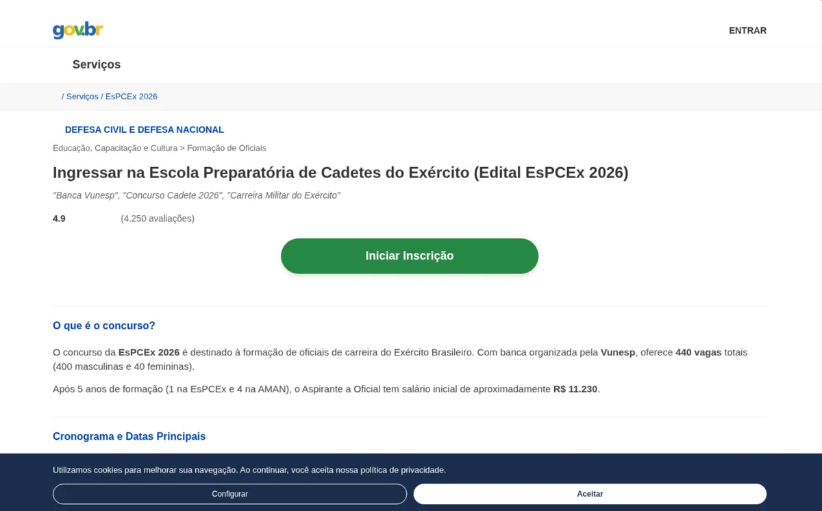 Screenshot of concursoespcex2026[.]sbs