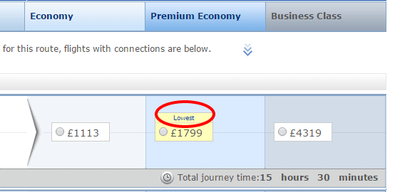 Image of premium economy dark UX