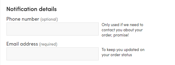 An image of a good example of how to ask for personal information