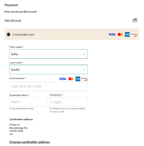 H&M pre-populating checkout