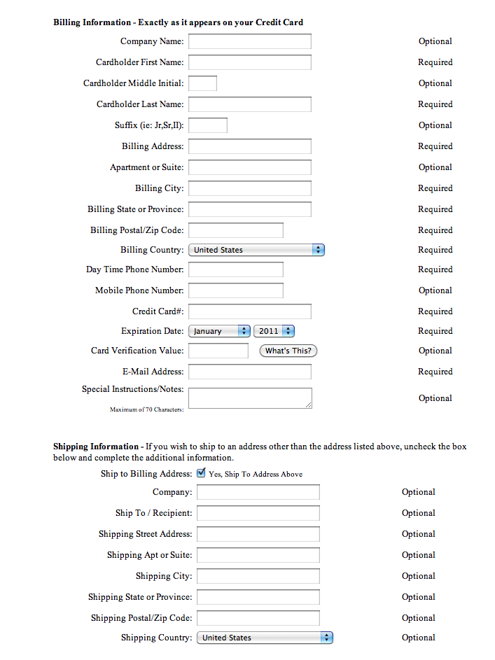 Long Ugly Single Page Form