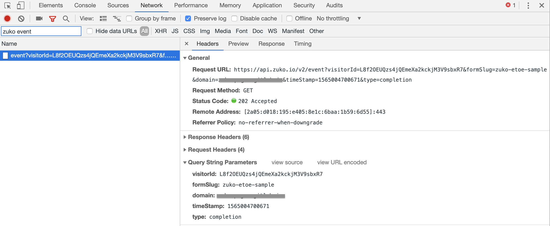 Completion event sent to Zuko